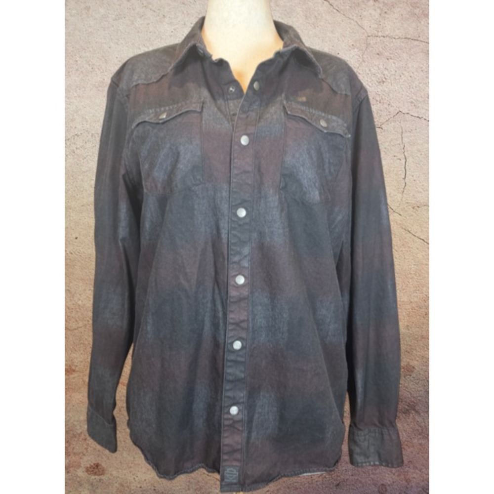 Harley‑Davidson Black Label Men's XL Plaid 100% Cotton Shirt Faded Distressed